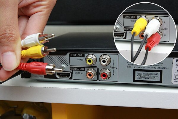 Kết nối bằng RCA (AV – đỏ trắng)